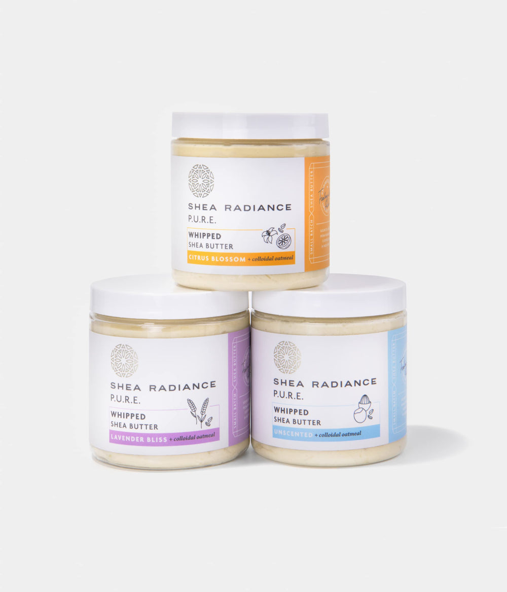 Shea Radiance ingredient label close-up highlighting natural formula