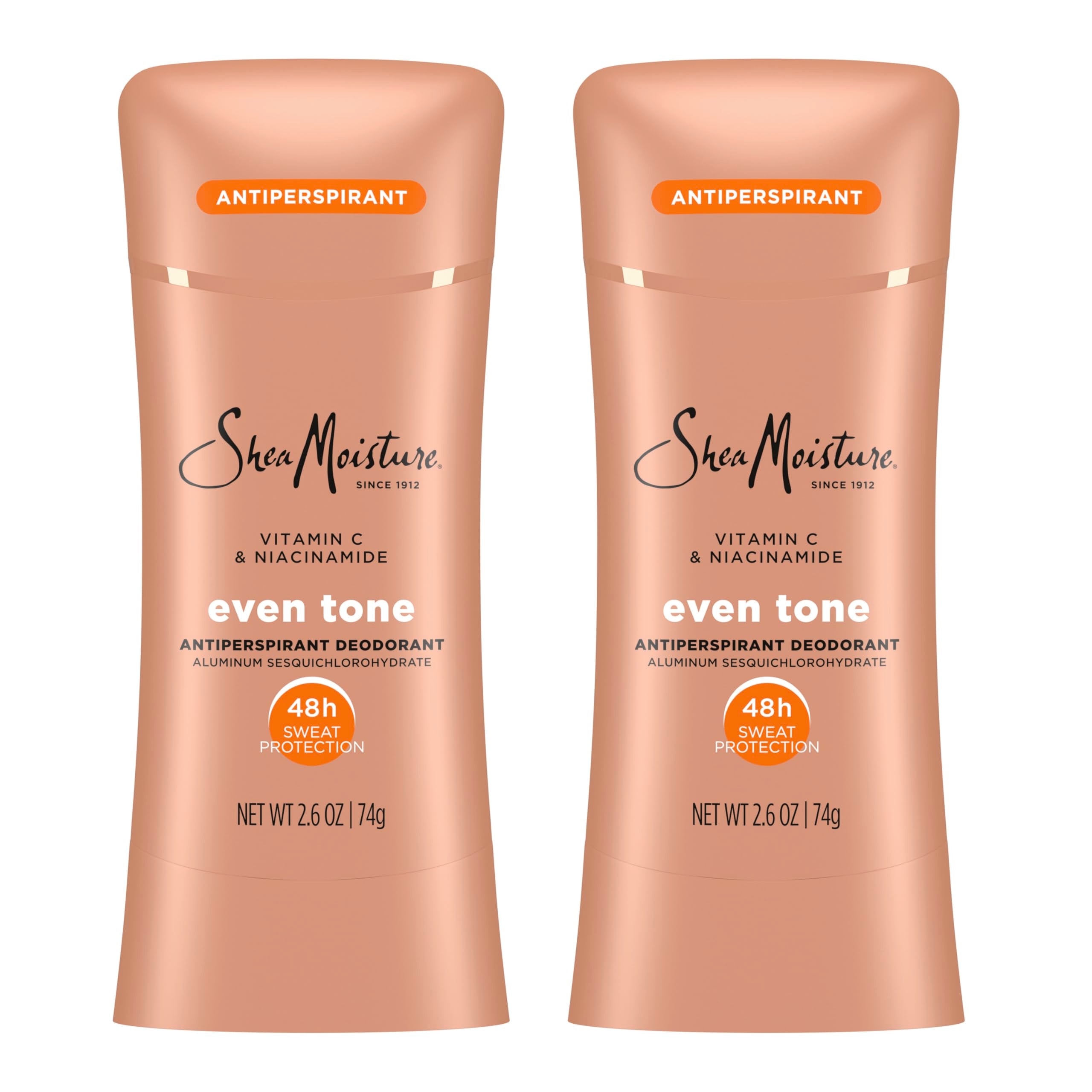 SheaMoisture front packaging showing even tone deodorant benefits