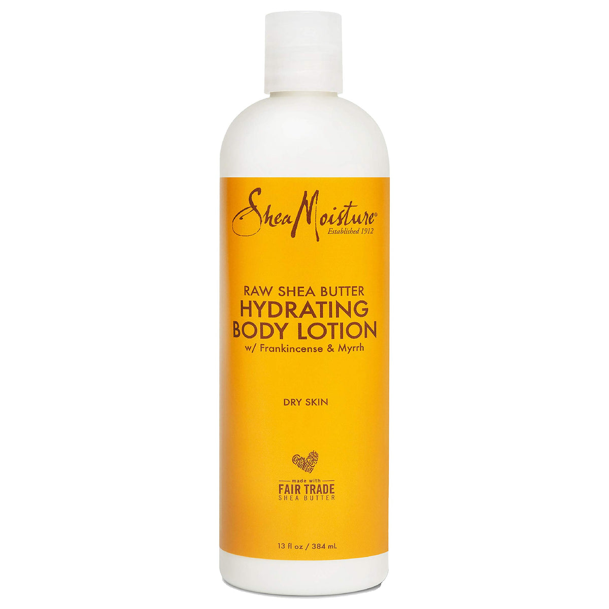 SheaMoisture front packaging showing raw shea butter lotion and clear product benefit