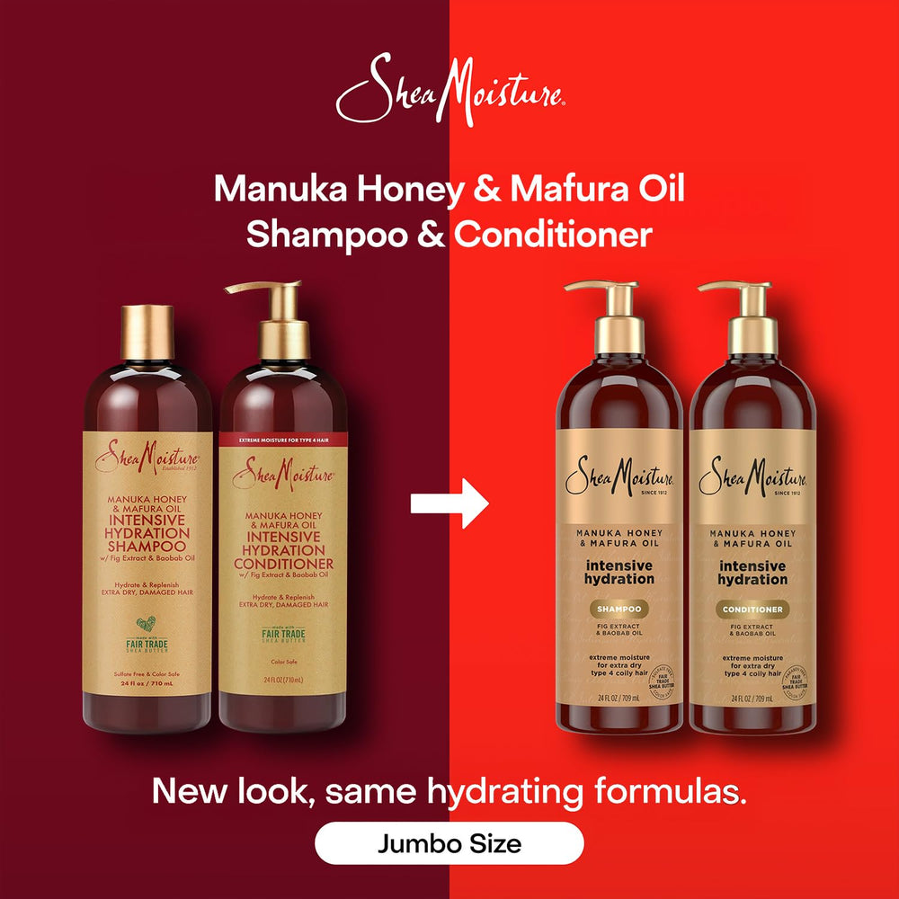 SheaMoisture natural ingredients display with baobab, mafura oil, and honey for nourishment