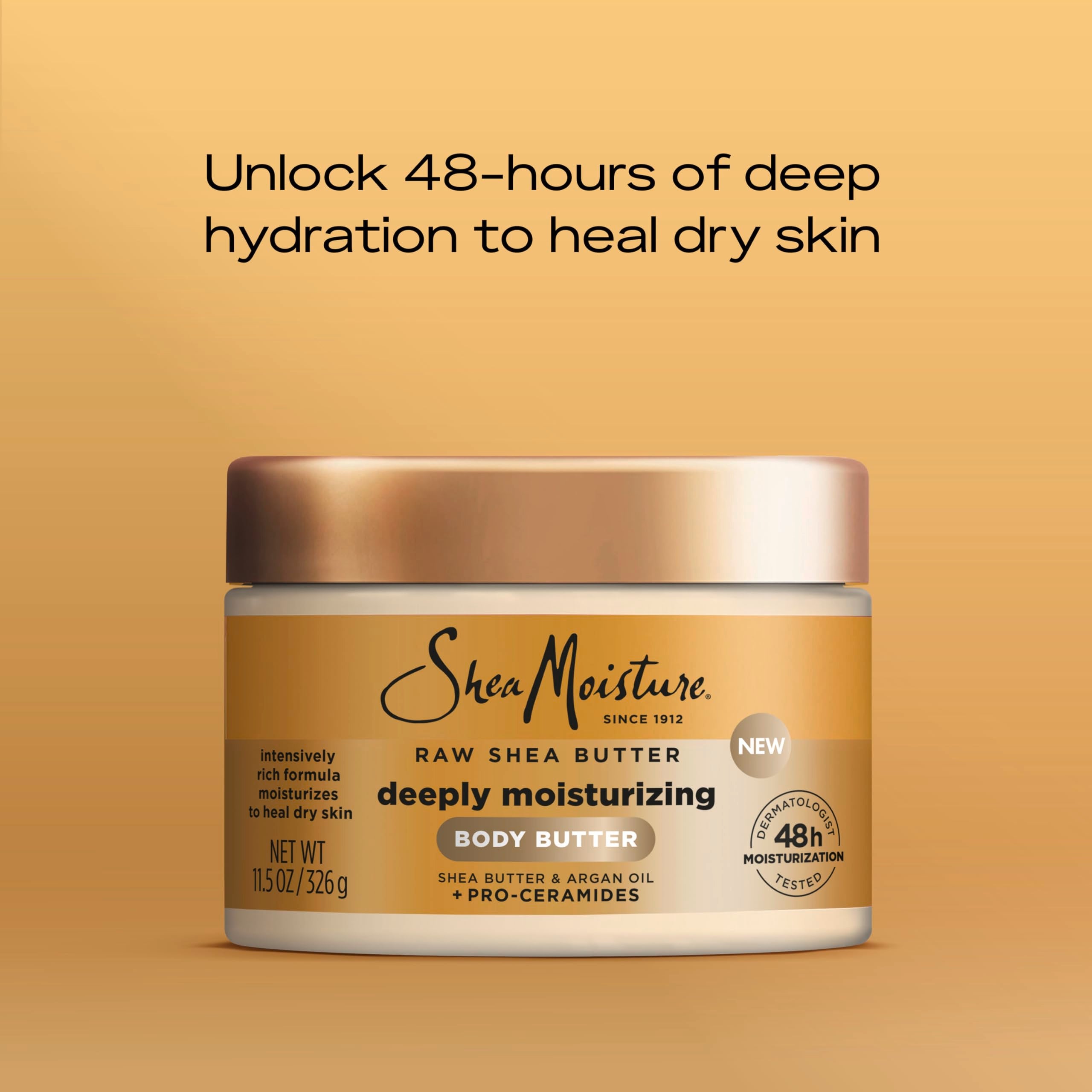 Open SheaMoisture jar top view showing rich shea butter consistency