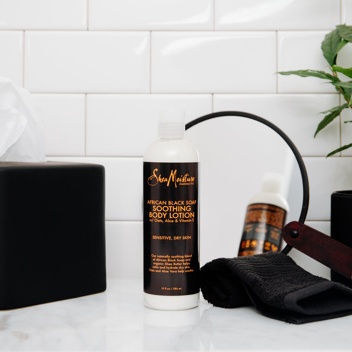 SheaMoisture product label showing ingredients and ethical sourcing