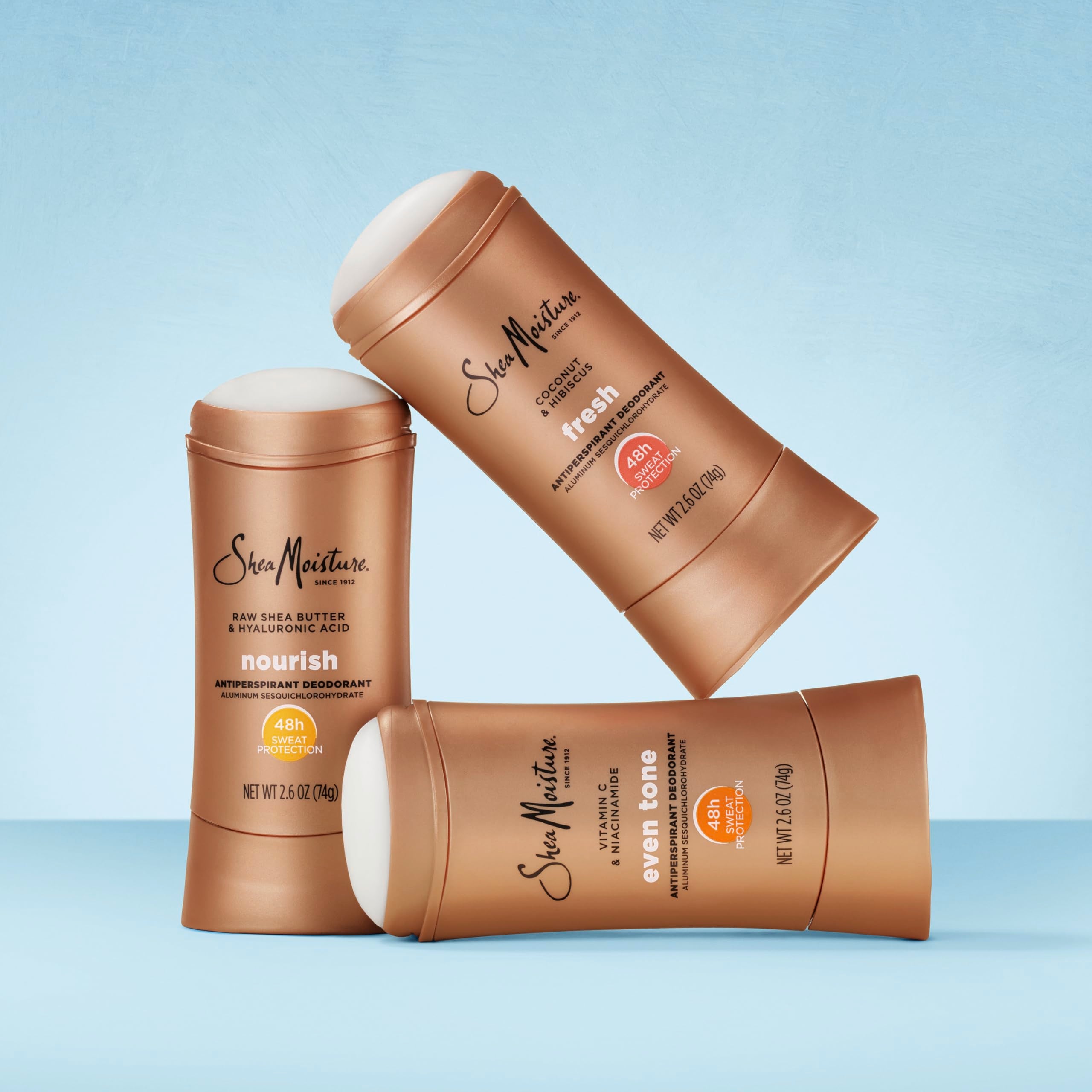 SheaMoisture deodorant on bathroom shelf in everyday lifestyle setting
