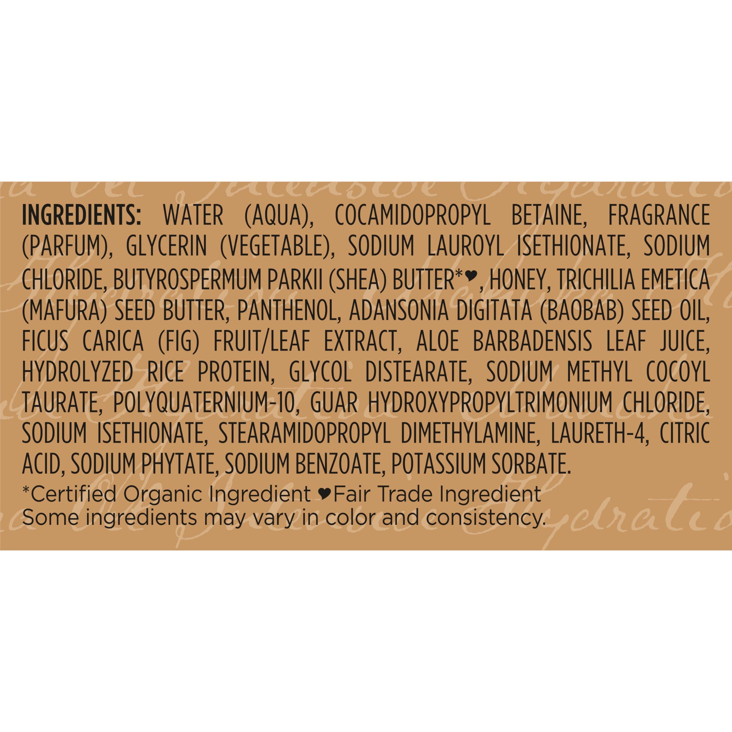 SheaMoisture label close-up with fair trade shea butter for ethical sourcing