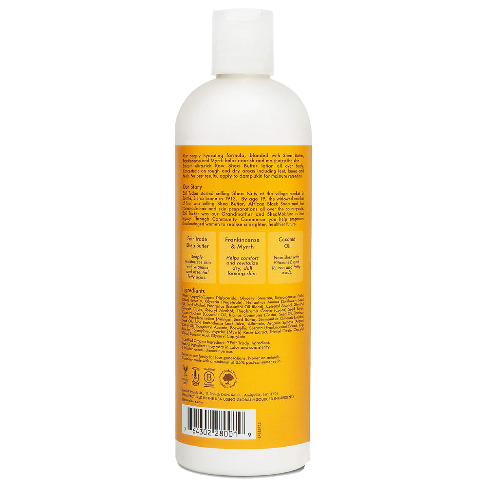 SheaMoisture pump and label close-up highlighting ingredients and easy dispensing