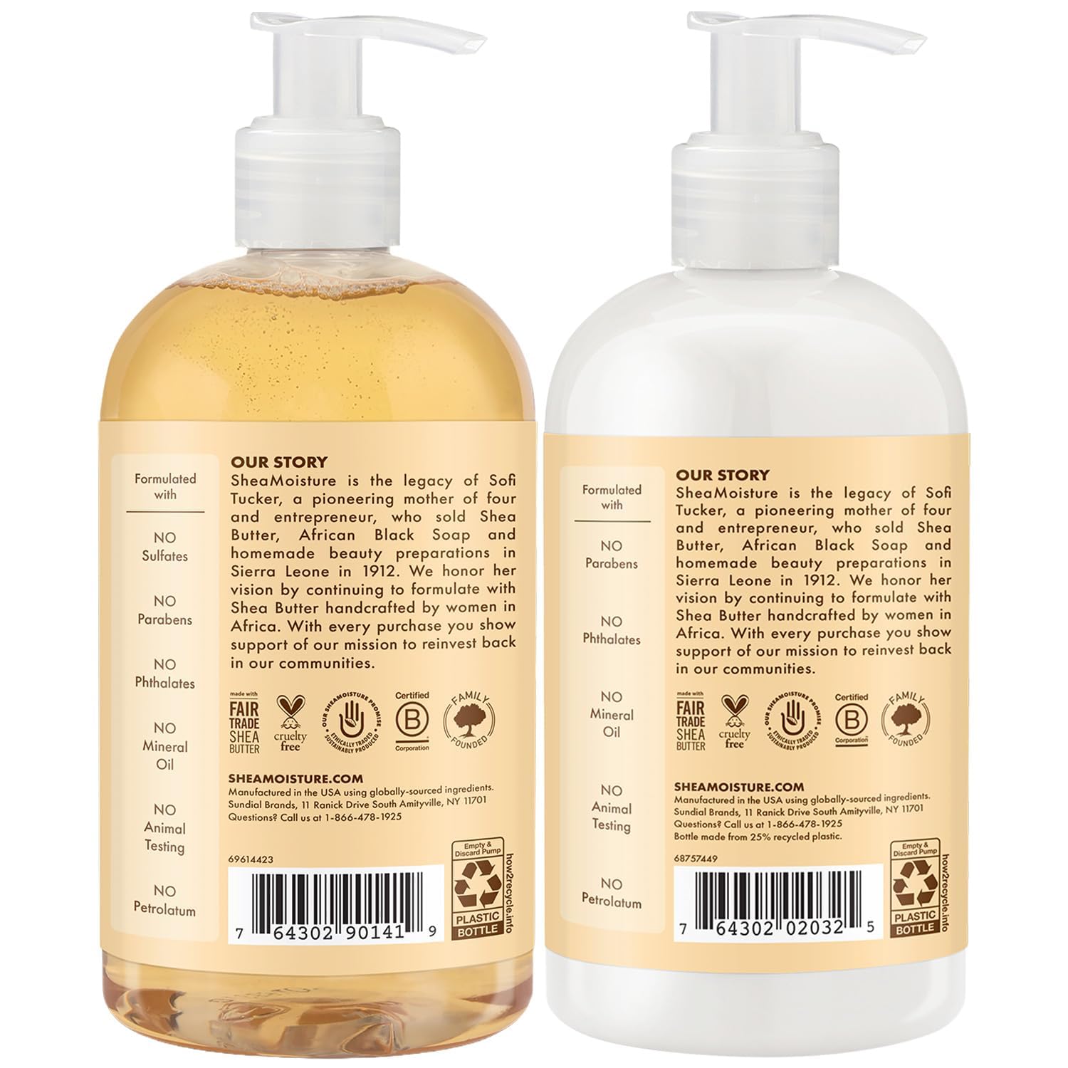 SheaMoisture shampoo and body wash pump close-up for easy bath use