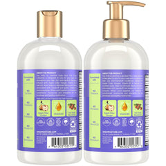 Shea Moisture shampoo texture close-up showing exfoliating action benefit