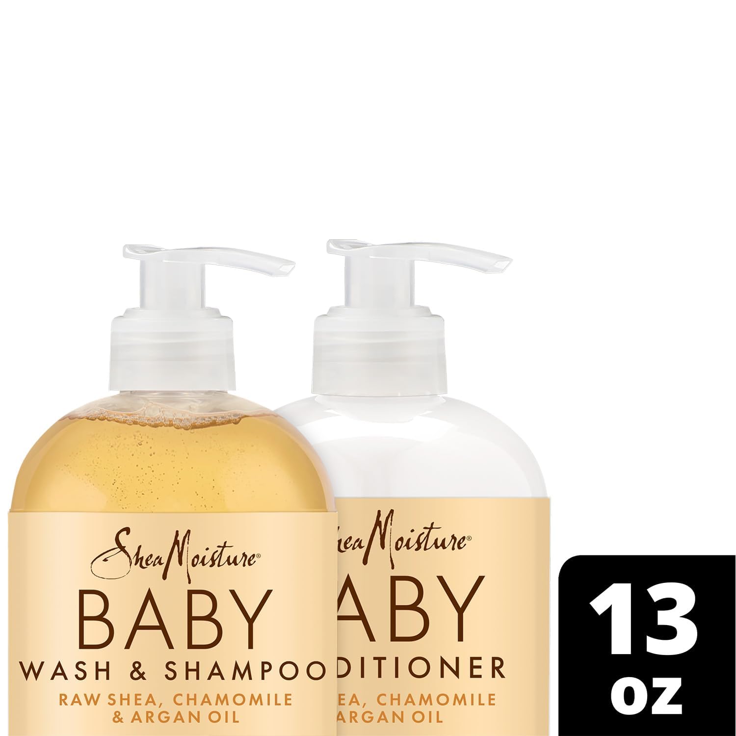 SheaMoisture two 13 oz bottles shown for scale and daily use convenience