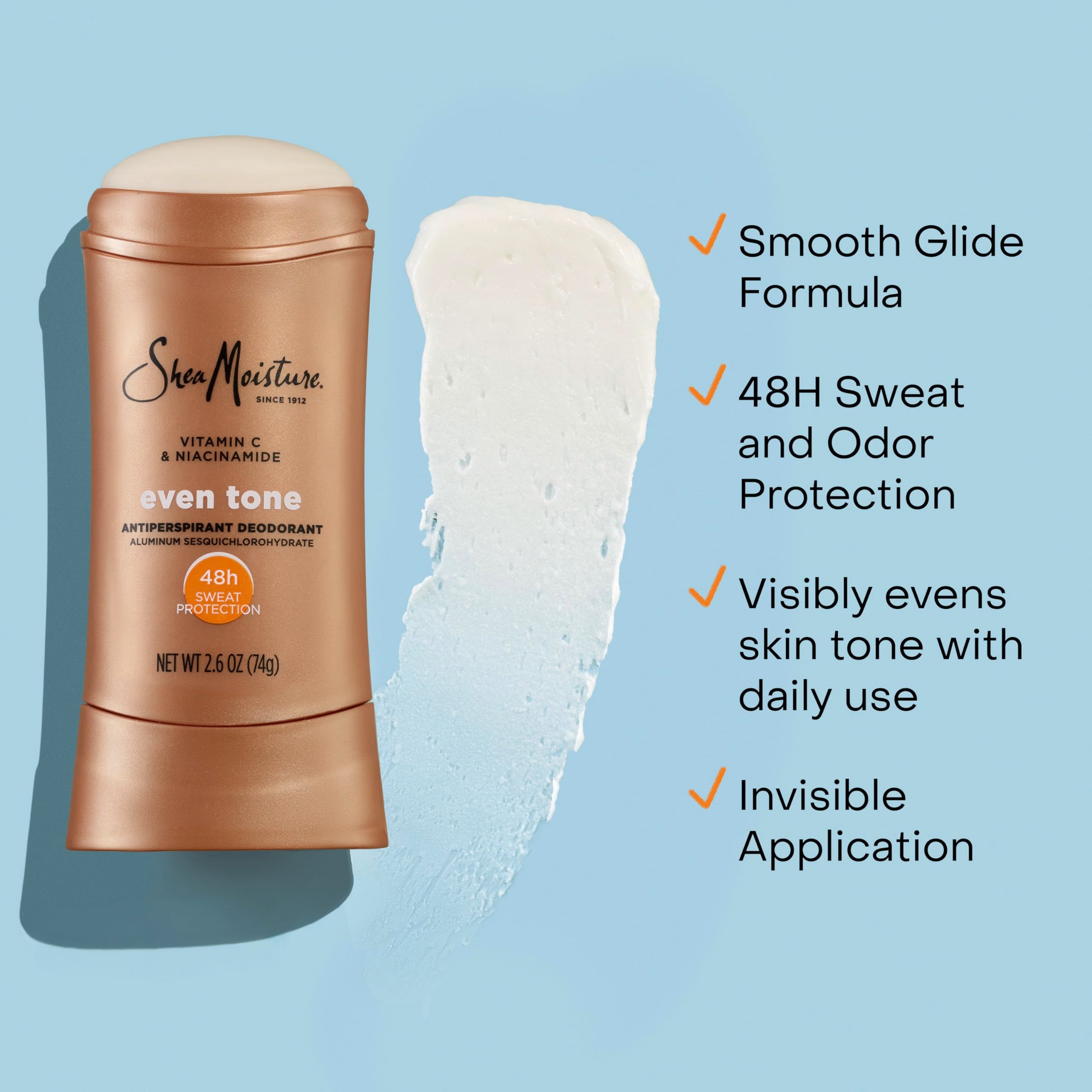 SheaMoisture antiperspirant being applied underarm for 48H protection