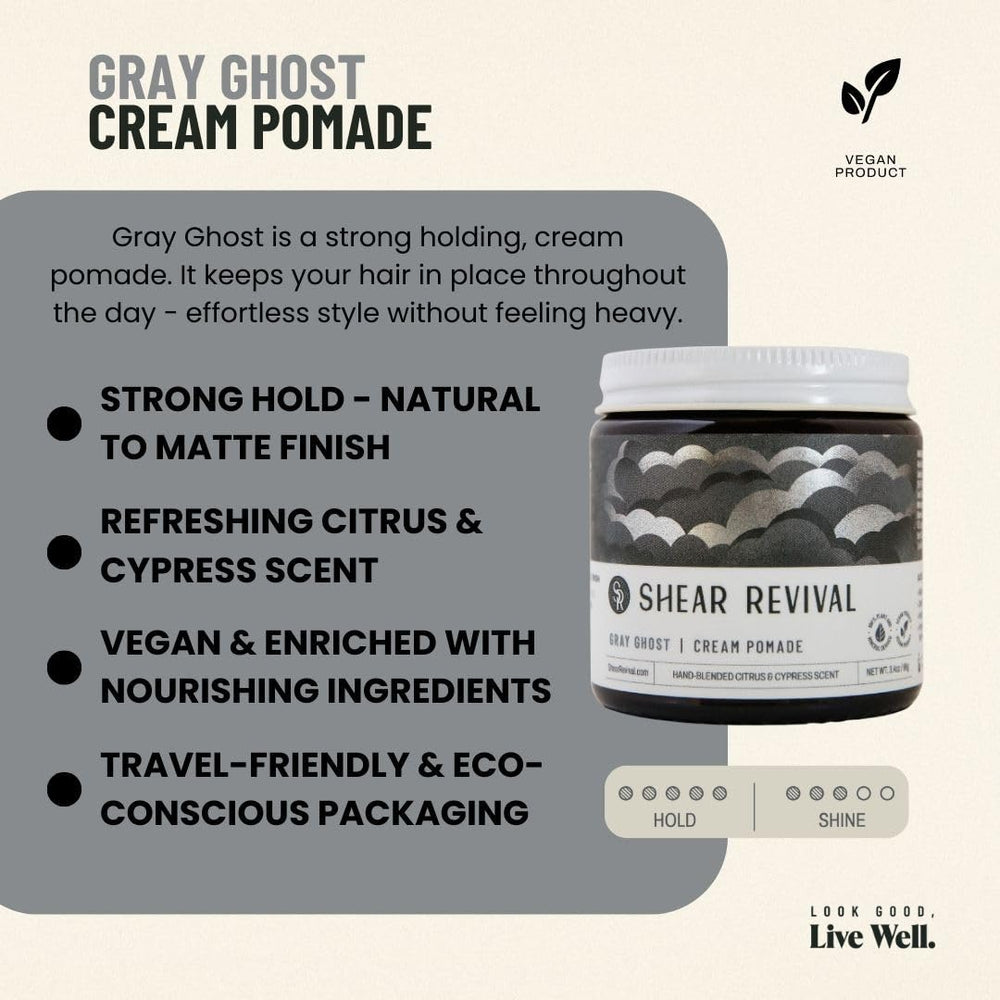 Shear Revival Gray Ghost cream texture close-up showing creamy consistency and spreadability