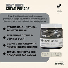 Shear Revival Gray Ghost cream texture close-up showing creamy consistency and spreadability