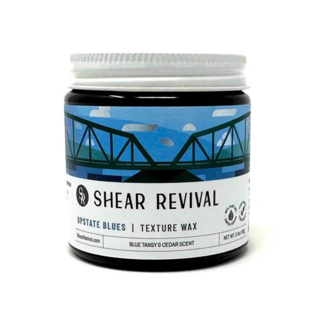 Shear Revival jar front view showing label and reusable amber glass benefit