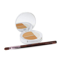 Sheer Cover compact front view showing trio and free brush benefit convenience