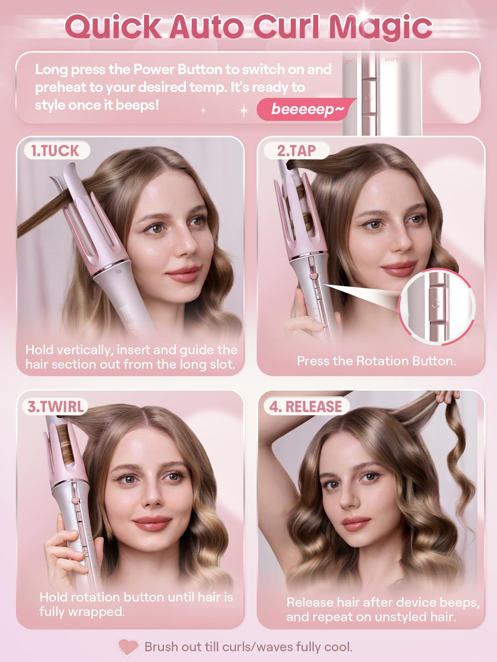 SHEGLAM barrel close-up showing smooth surface, even heat for consistent curls