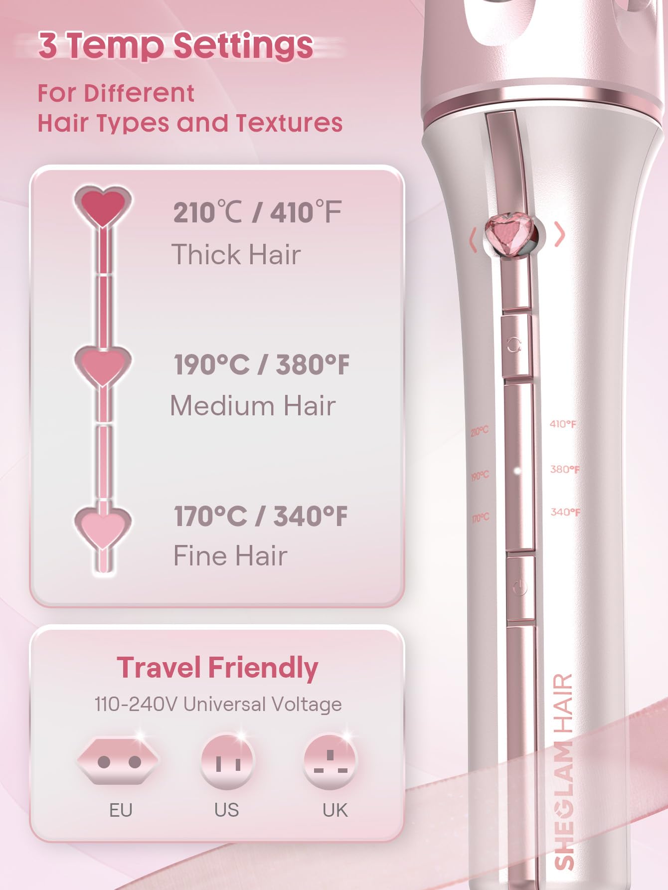 SHEGLAM styled waves created with tool, adds volume and defined curls
