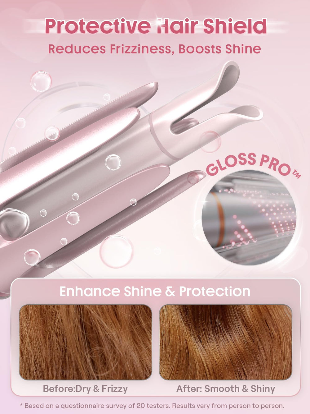 SHEGLAM curling iron next to ruler for scale, compact travel-friendly size