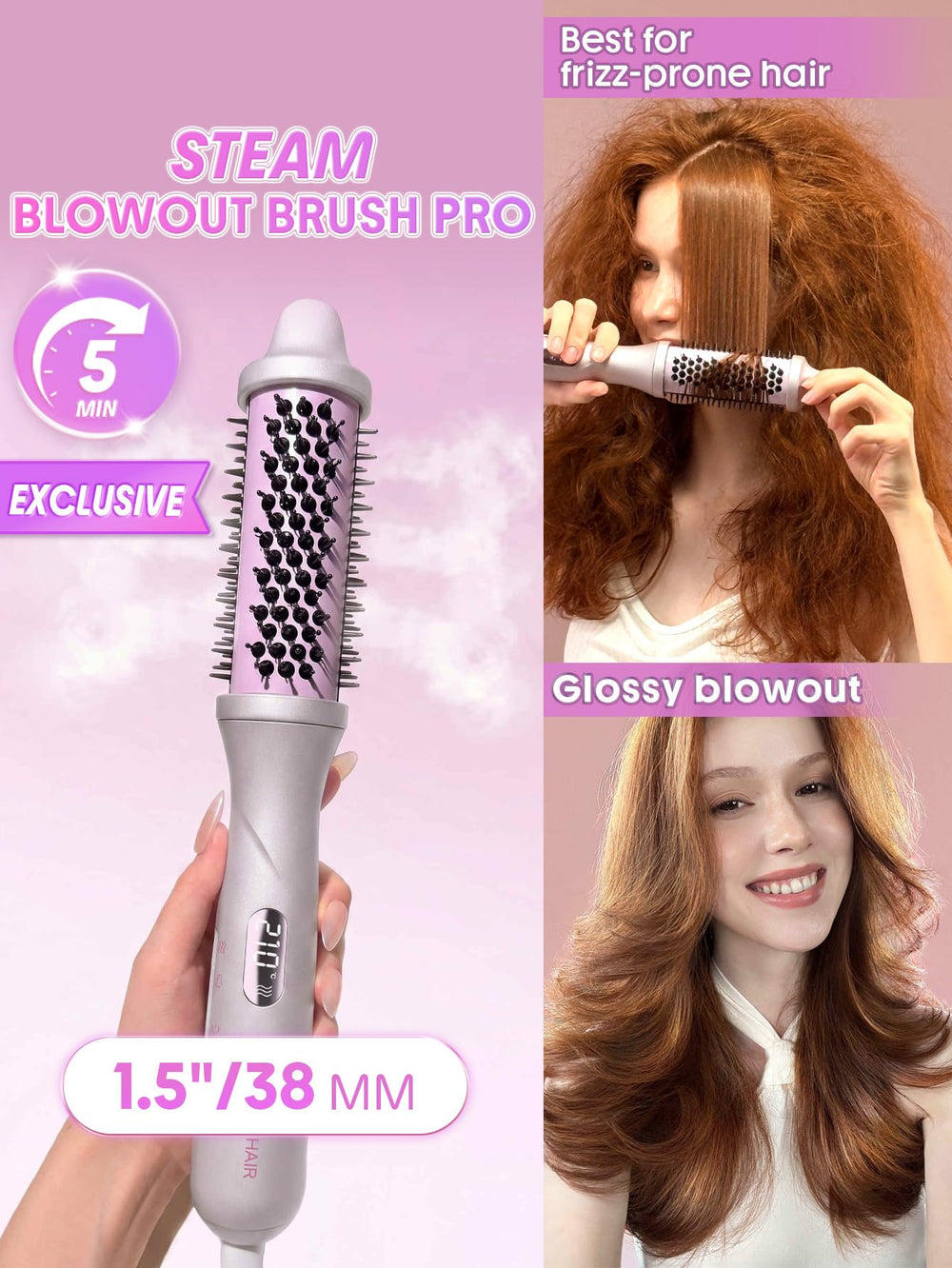 SHEGLAM ceramic barrel and mist vents highlighting smooth heat distribution