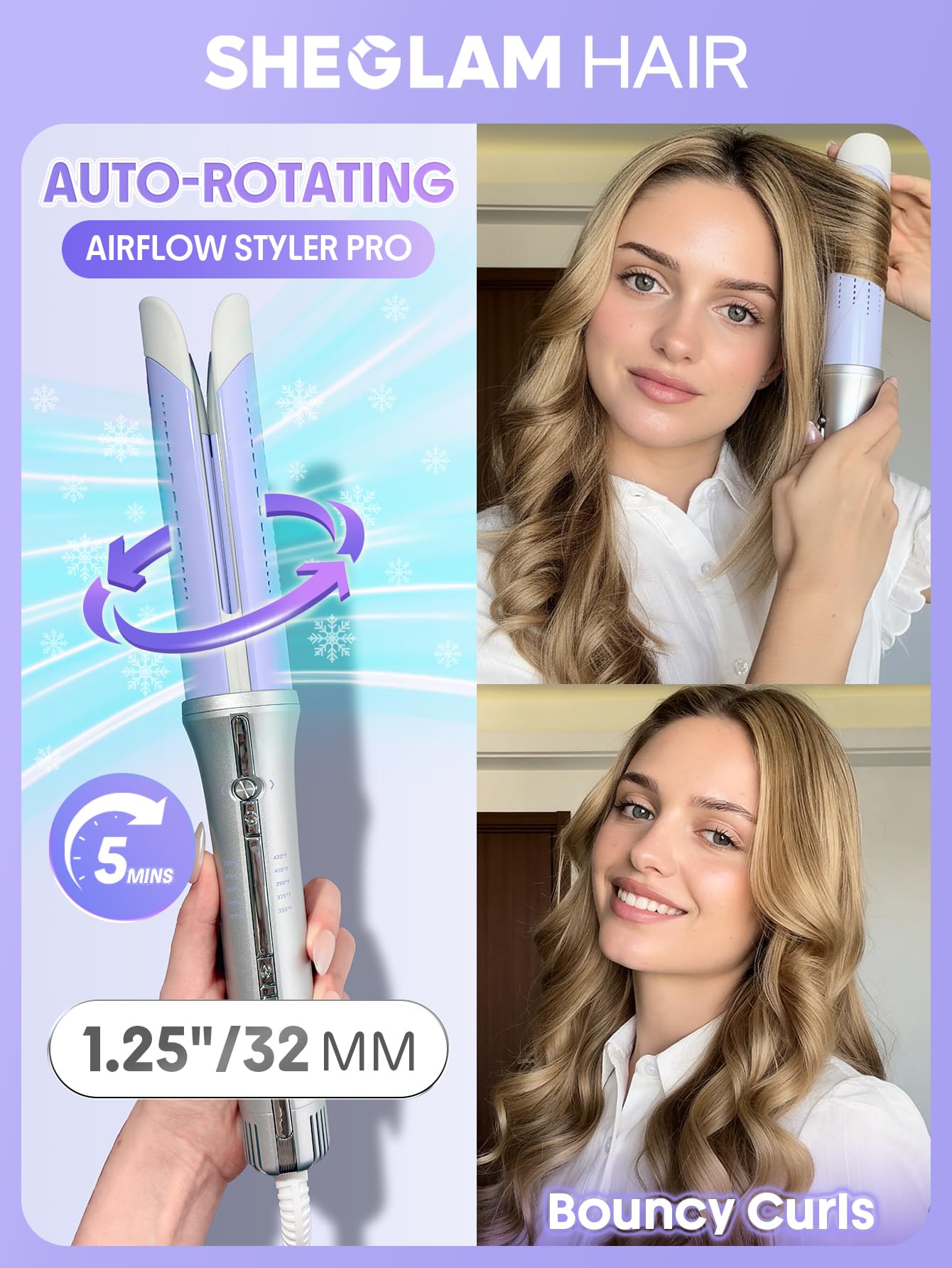 SHEGLAM close-up of 1.25-inch barrel surface for even curl formation benefit