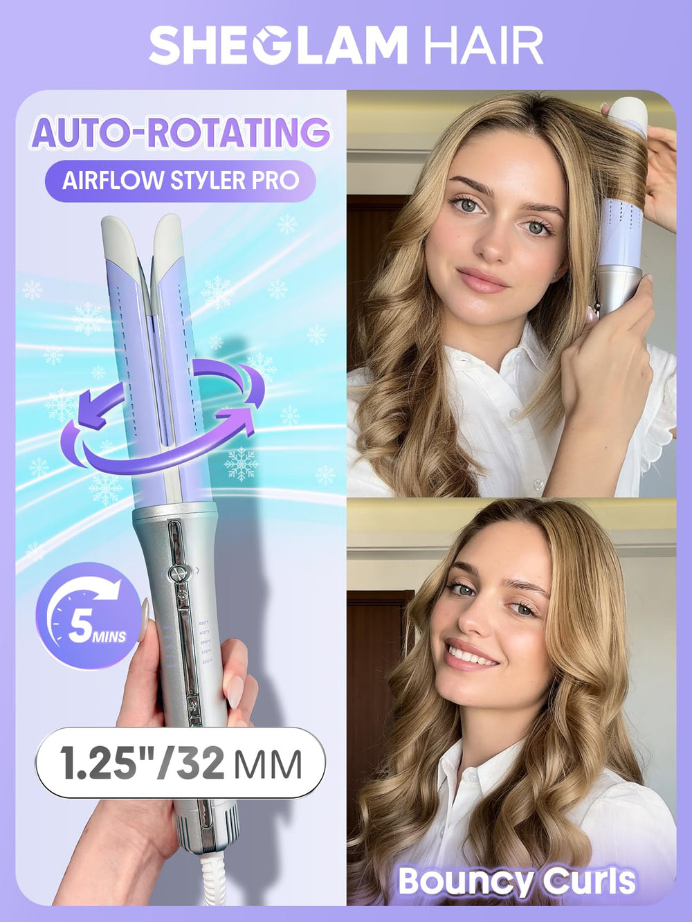SHEGLAM close-up of 1.25-inch barrel surface for even curl formation benefit