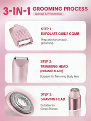 SHEGLAM dual-head detail displaying trimmer and foil heads for precise grooming