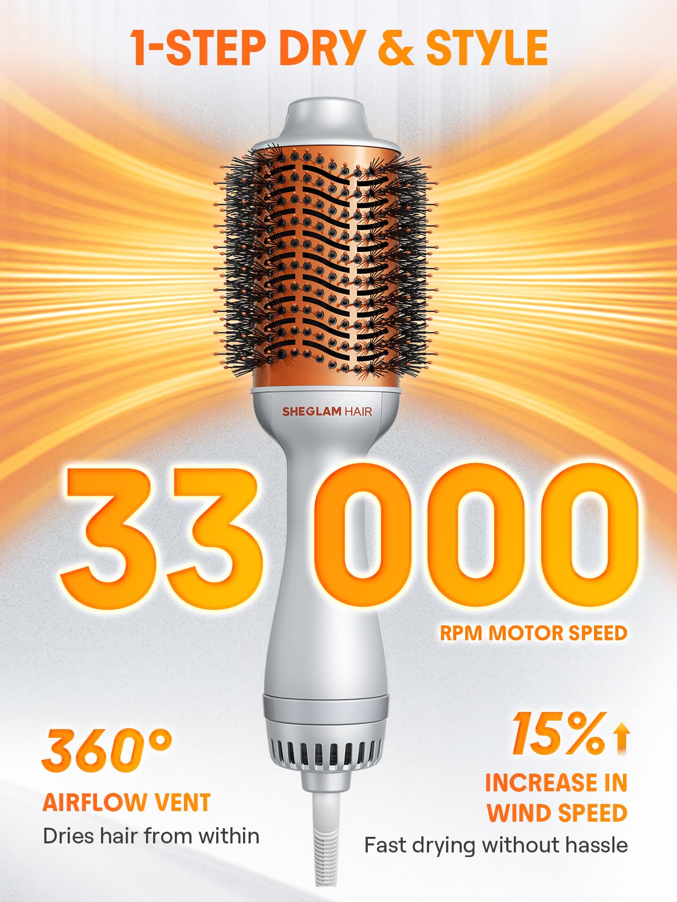 SHEGLAM ionic bristles detail reducing frizz and tangles