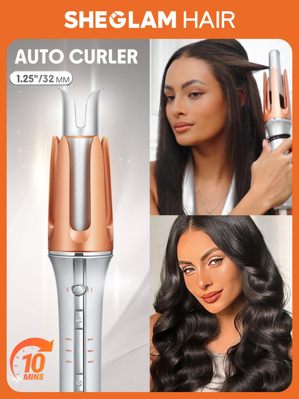 SHEGLAM curler closed detail highlighting anti-tangle design and safety benefit