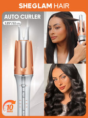 SHEGLAM curler closed detail highlighting anti-tangle design and safety benefit