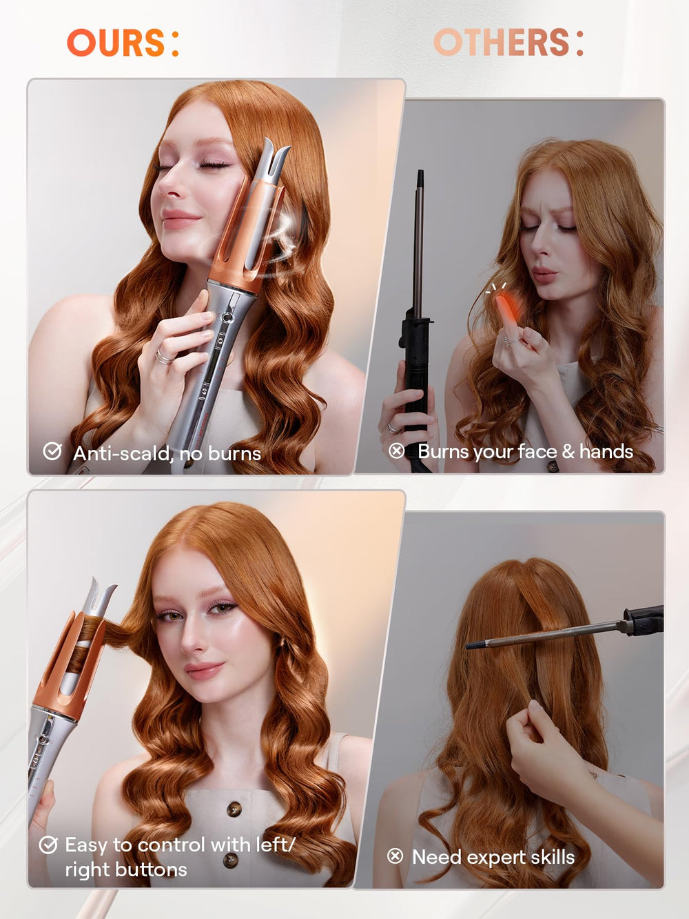 SHEGLAM curler held in hand showing travel-ready compact size
