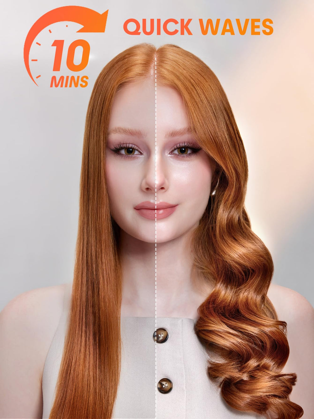 SHEGLAM finished 1-inch waves on hair showing uniform curl benefit