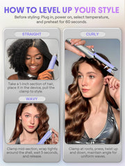 SHEGLAM styler straightening a section, producing sleek, polished finish