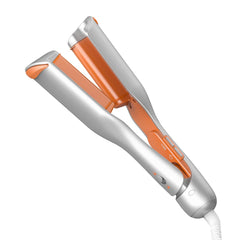 SHEGLAM waver front view showing compact two-barrel design and ergonomic grip benefit