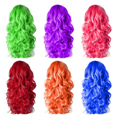 SHENJIPPC blue wig close-up showing wavy texture and soft synthetic fiber feel