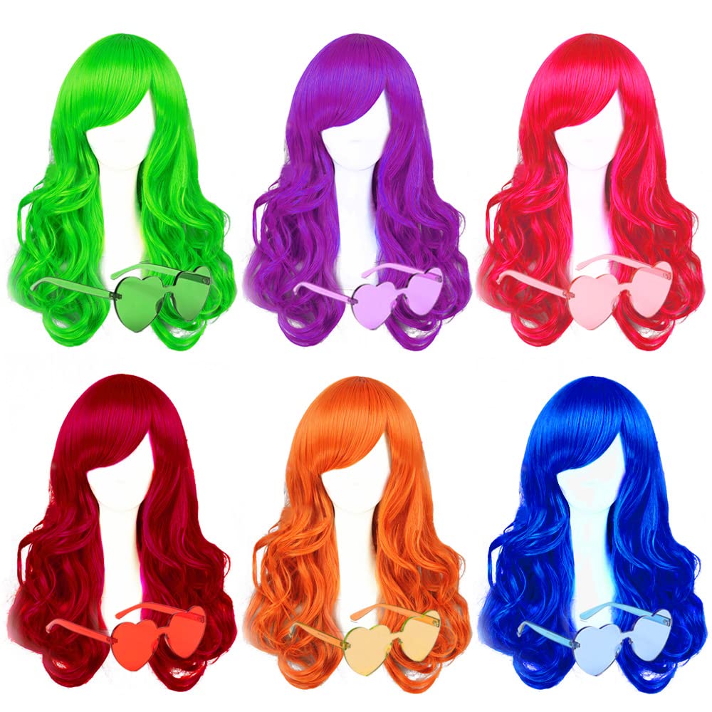 SHENJIPPC front packaging showing six colorful wigs and glasses, ready for parties
