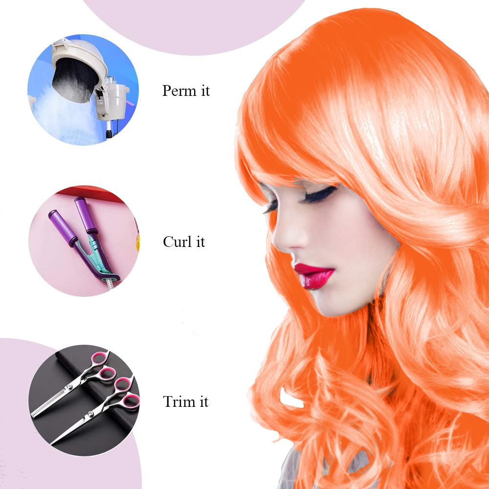 SHENJIPPC orange and purple wigs styled in a lifestyle scene boosting event photos