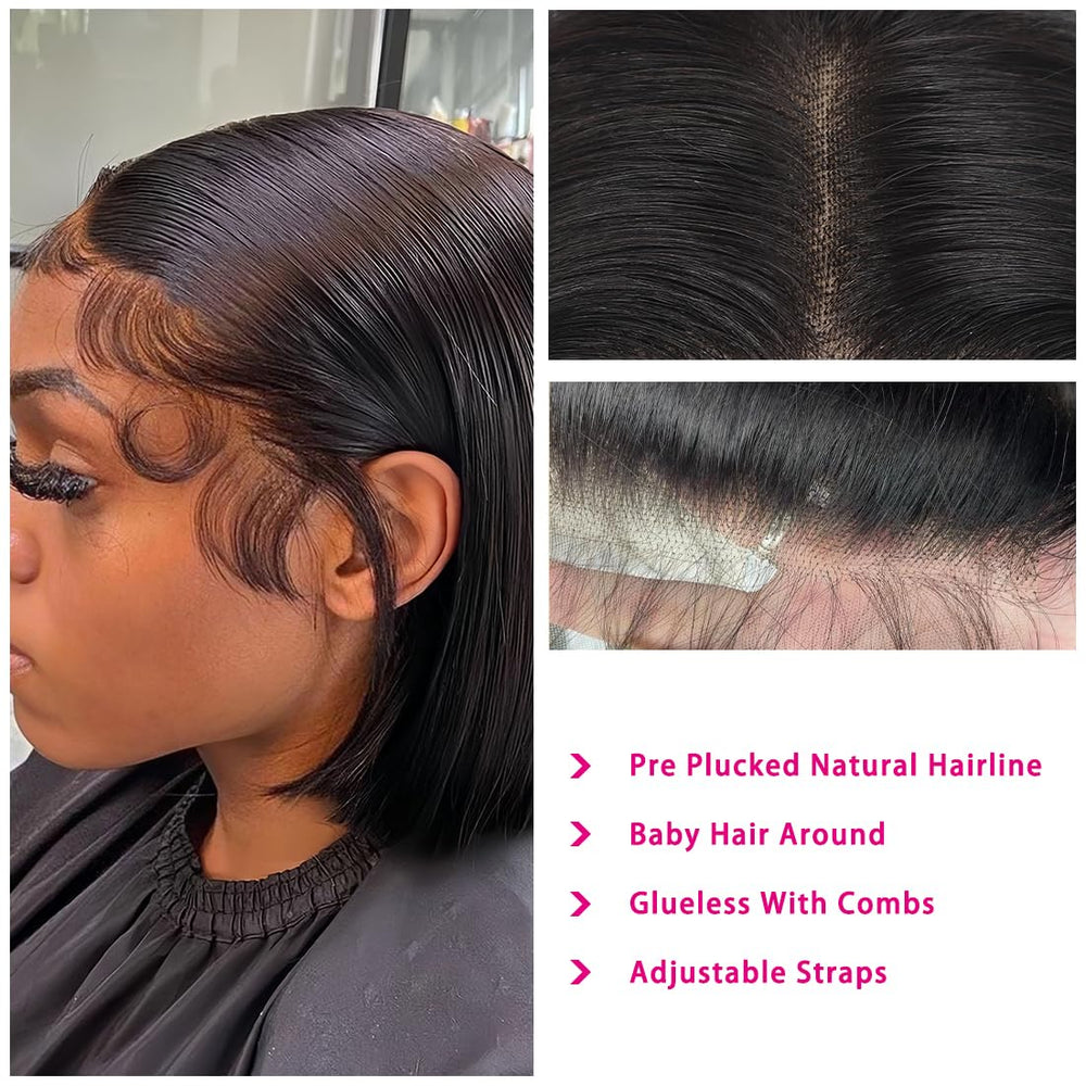 Shesbeauty side profile showing sleek bob silhouette and volume