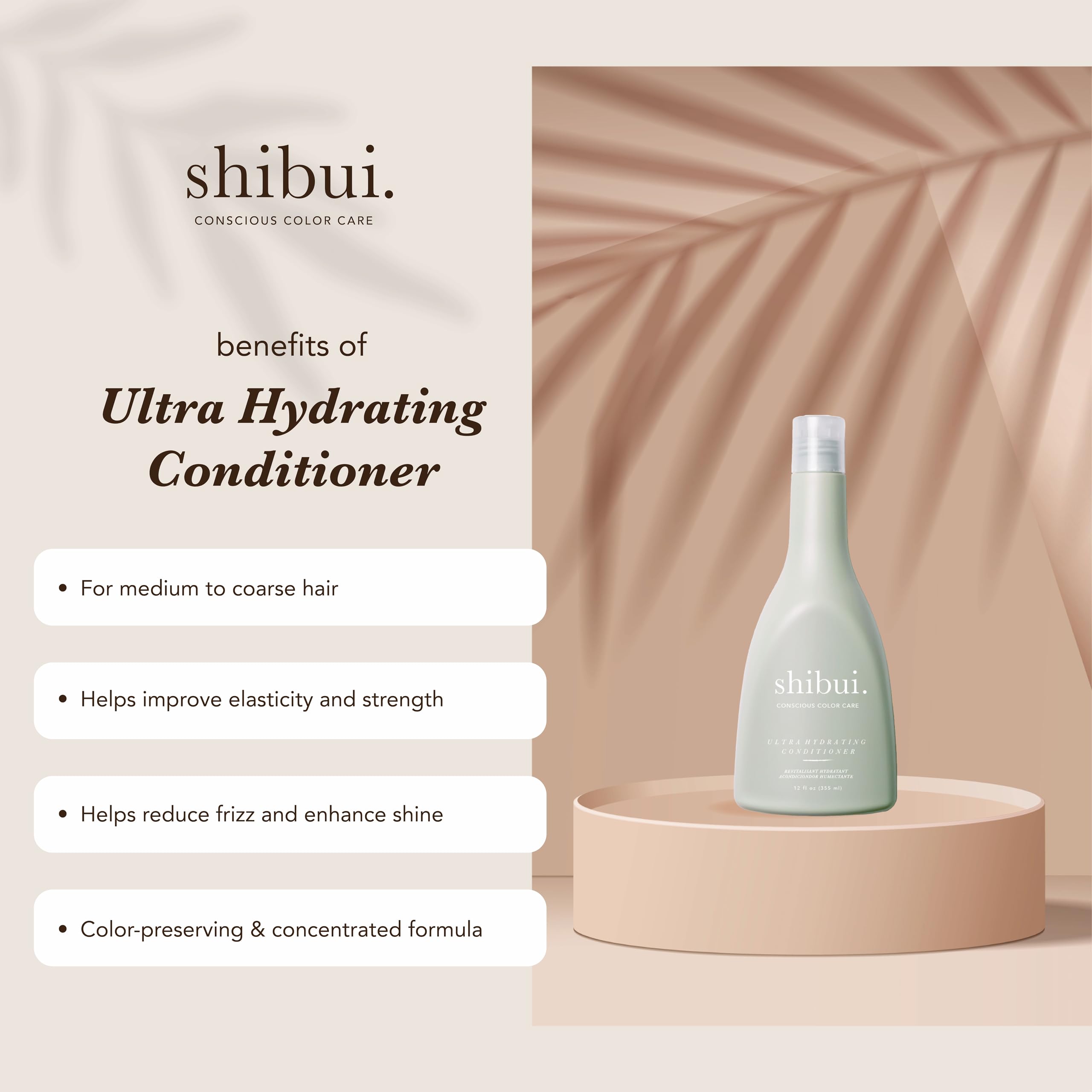 SHIBUI close-up label featuring Core 4 Color Care Complex, indicates color protection