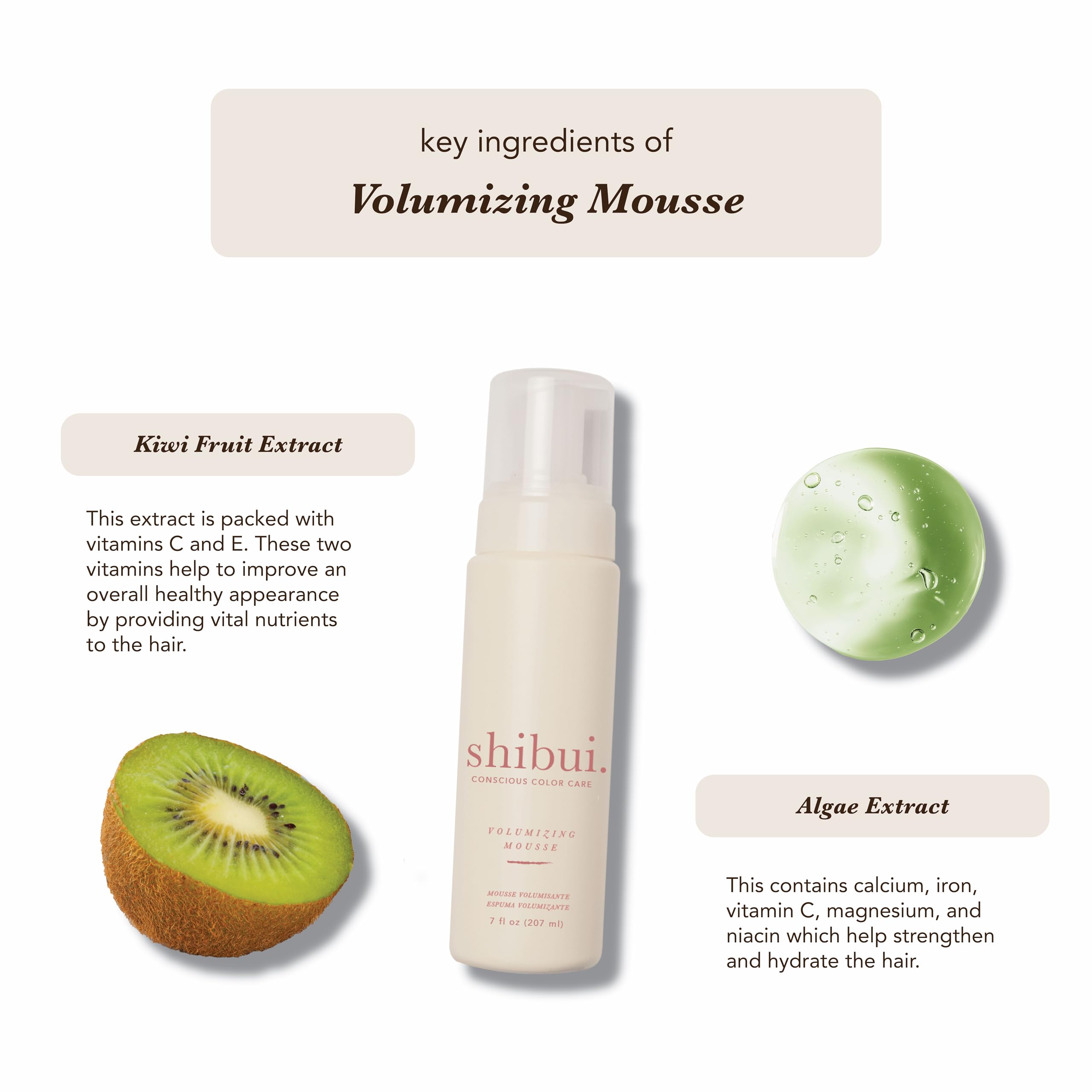 SHIBUI mousse in-hand application illustrating easy styling and volume