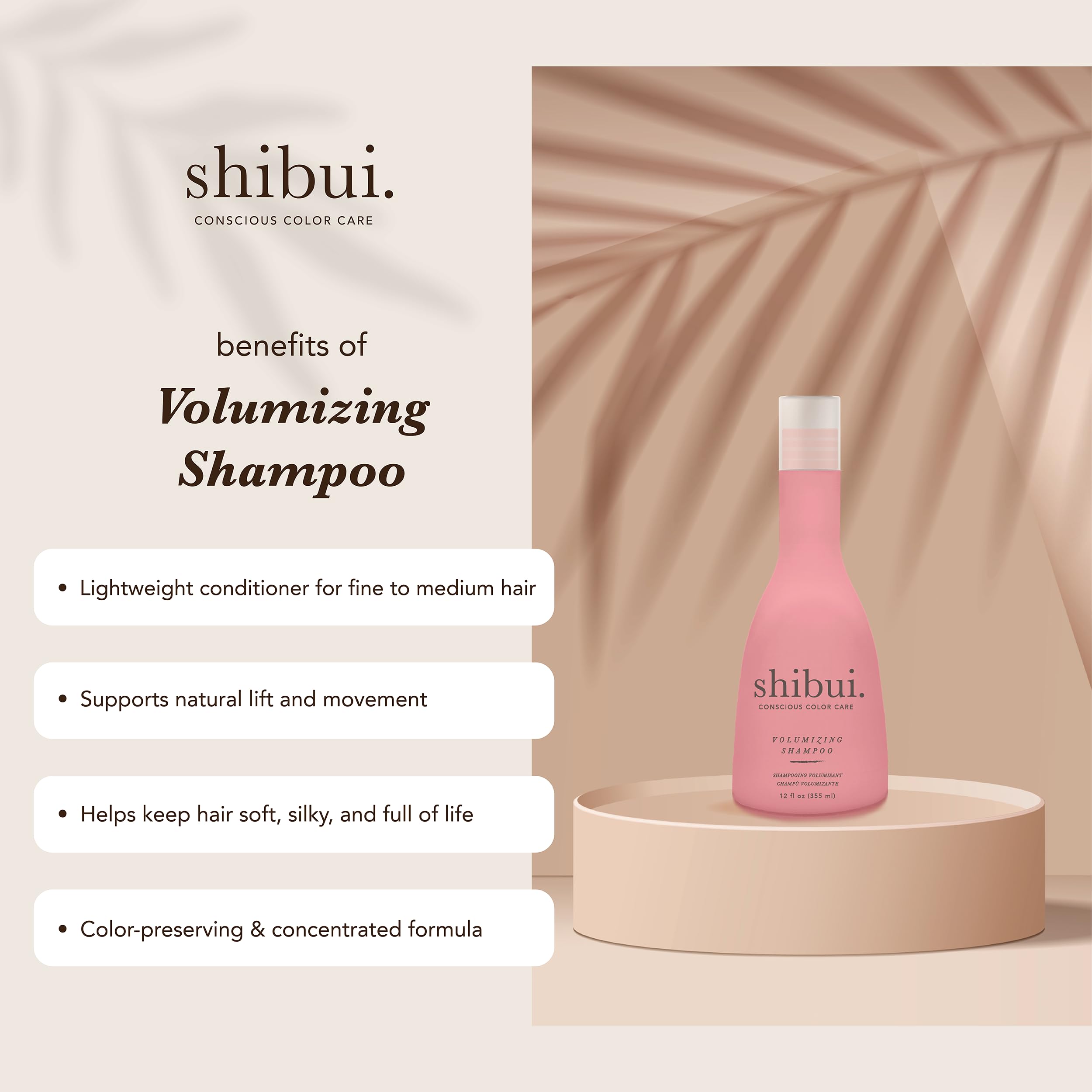 SHIBUI back label close-up listing gentle ingredients and benefits