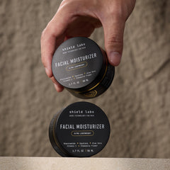 Shield applied after shaving on jawline calming skin and reducing redness