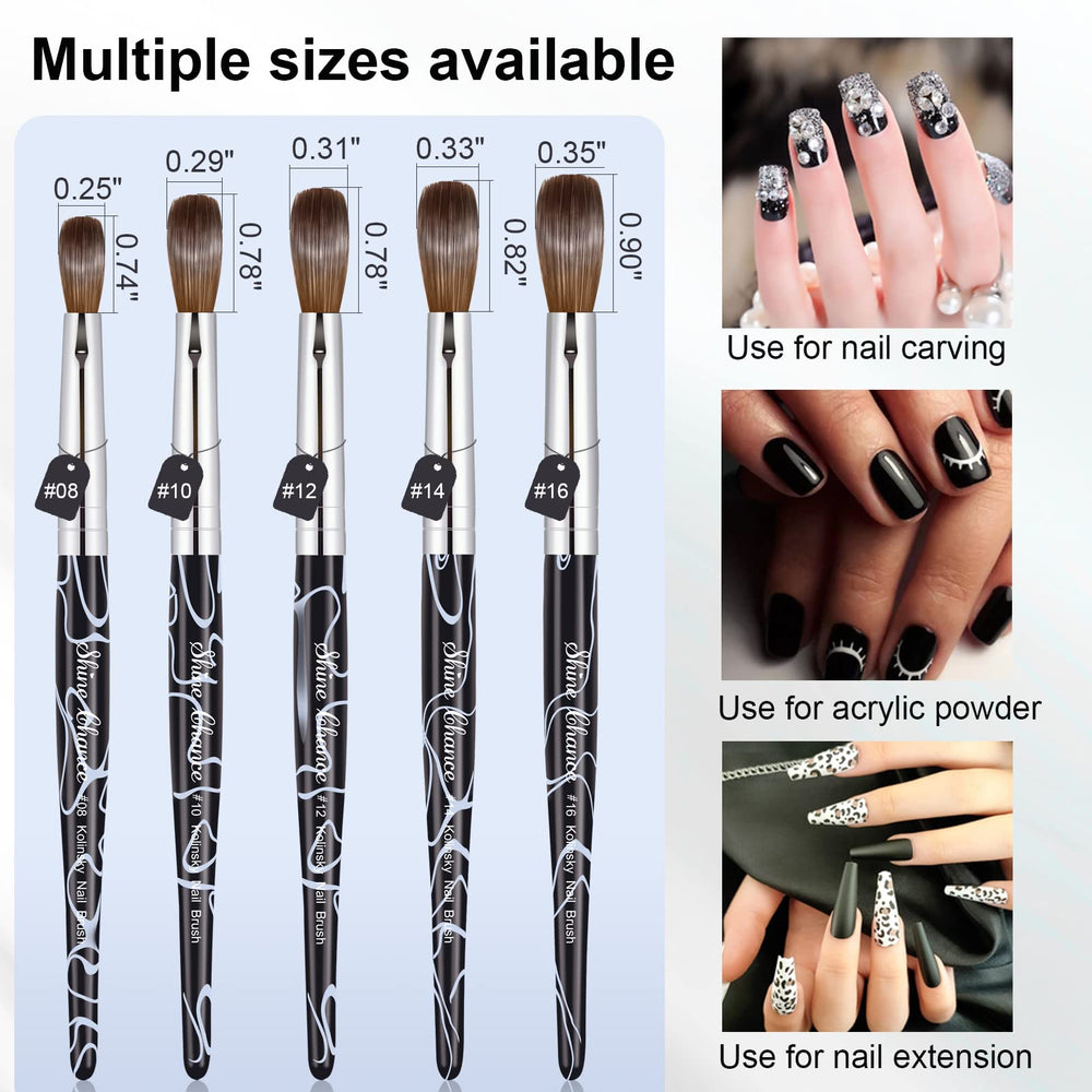 Shine Chance brush applying acrylic to nail, smooth application and reduced reloads