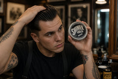 Shiner Gold Pomade 4 oz beside everyday items showing scale benefit: travel-friendly size