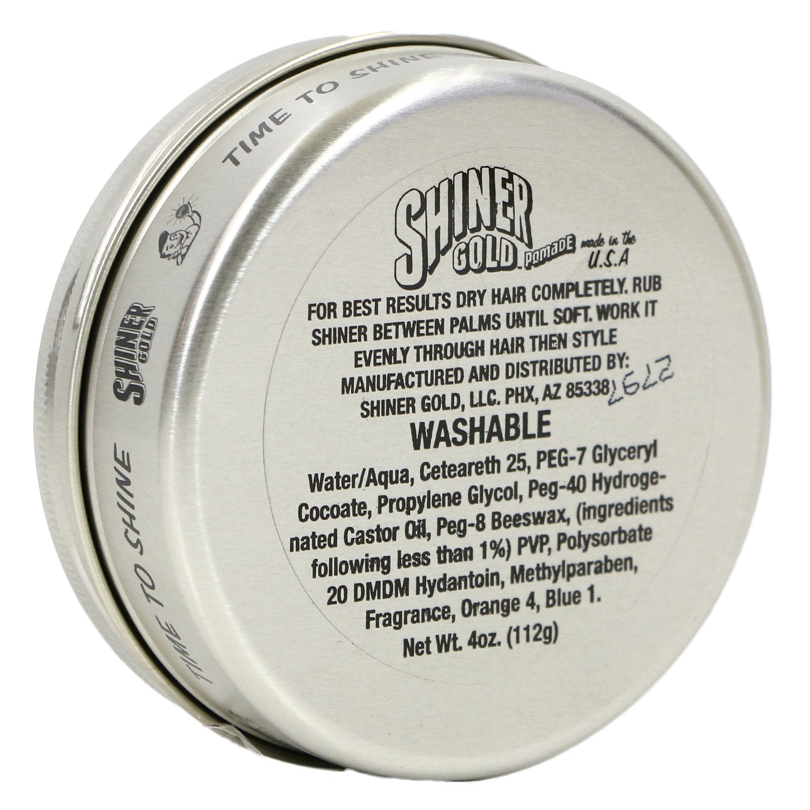 Shiner Gold Pomade texture close-up showing glossy consistency benefit: smooth application