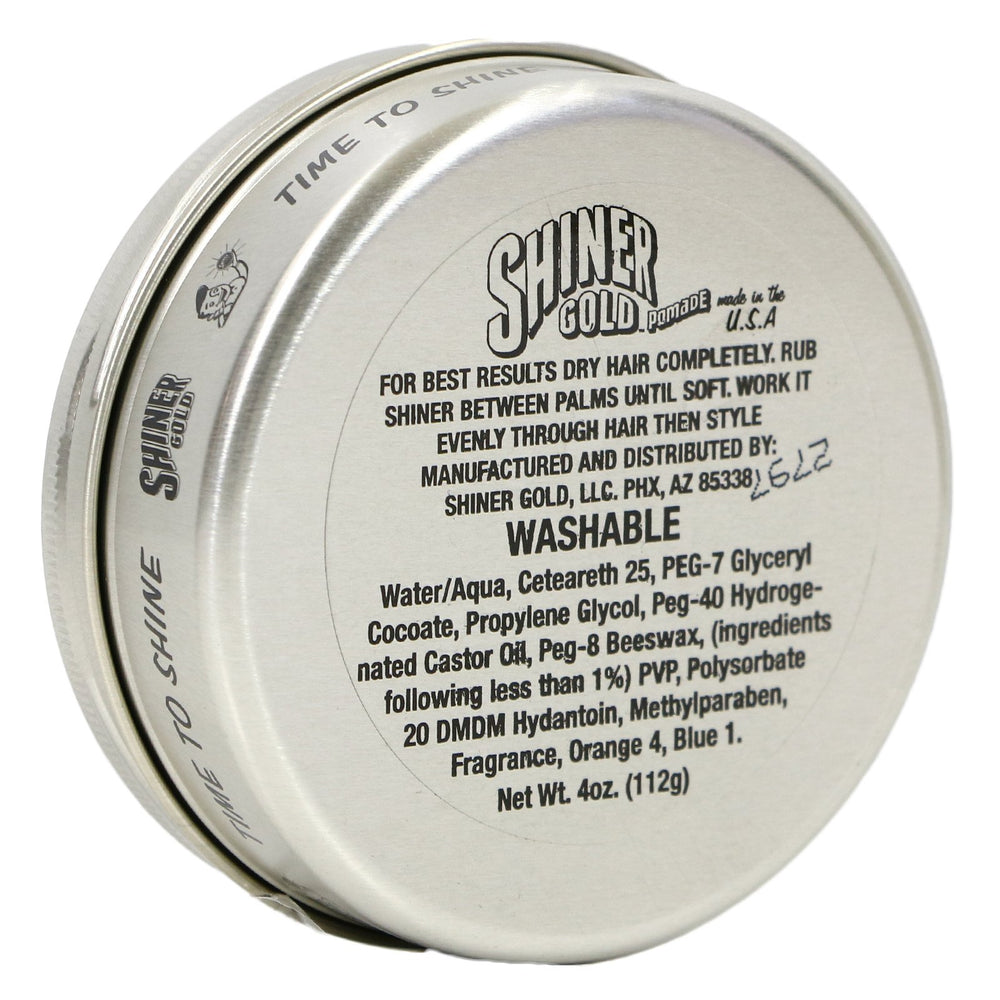 Shiner Gold Pomade texture close-up showing glossy consistency benefit: smooth application