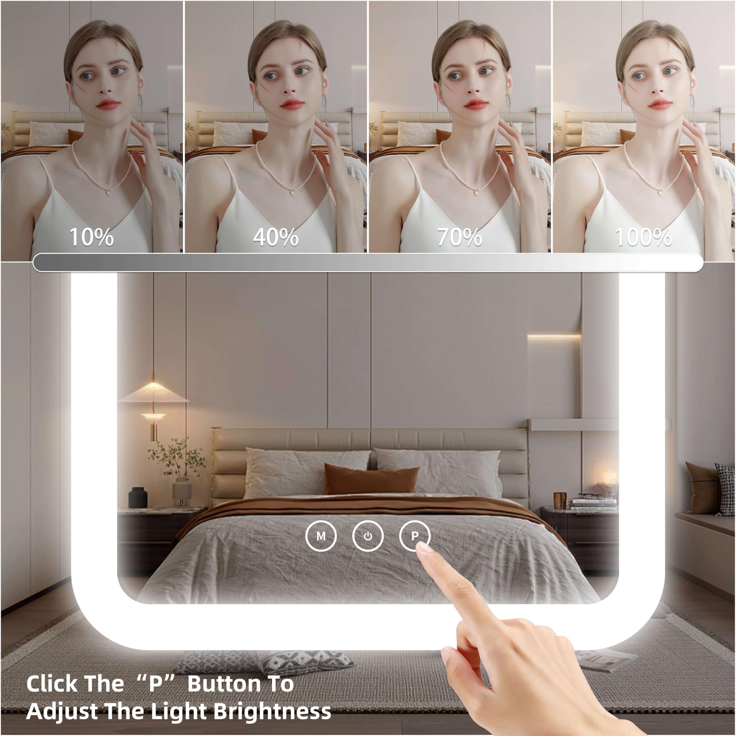 Shinerva touch controls closeup for easy dimming and mode selection