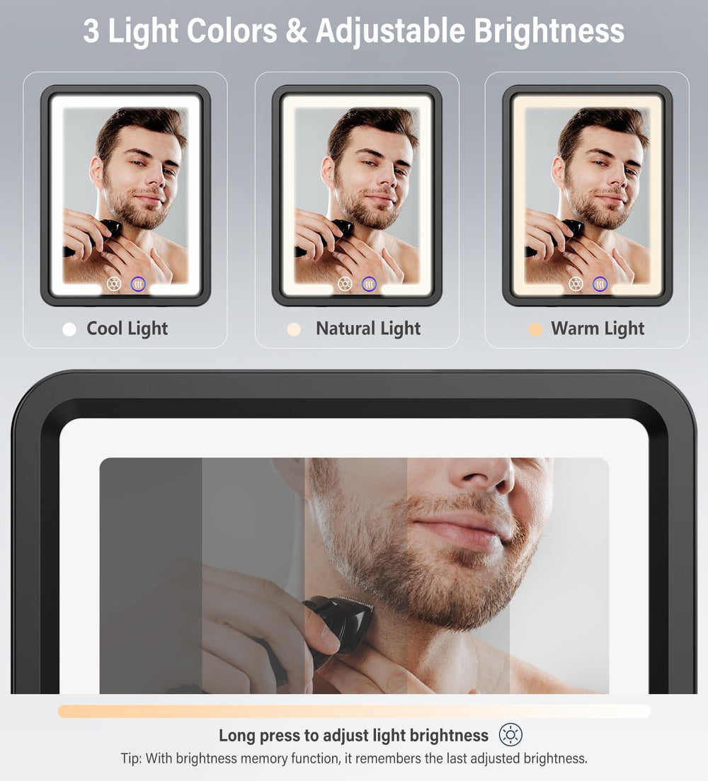 Shinowa mirror tilted to show 360° rotation and flexible viewing angles advantage