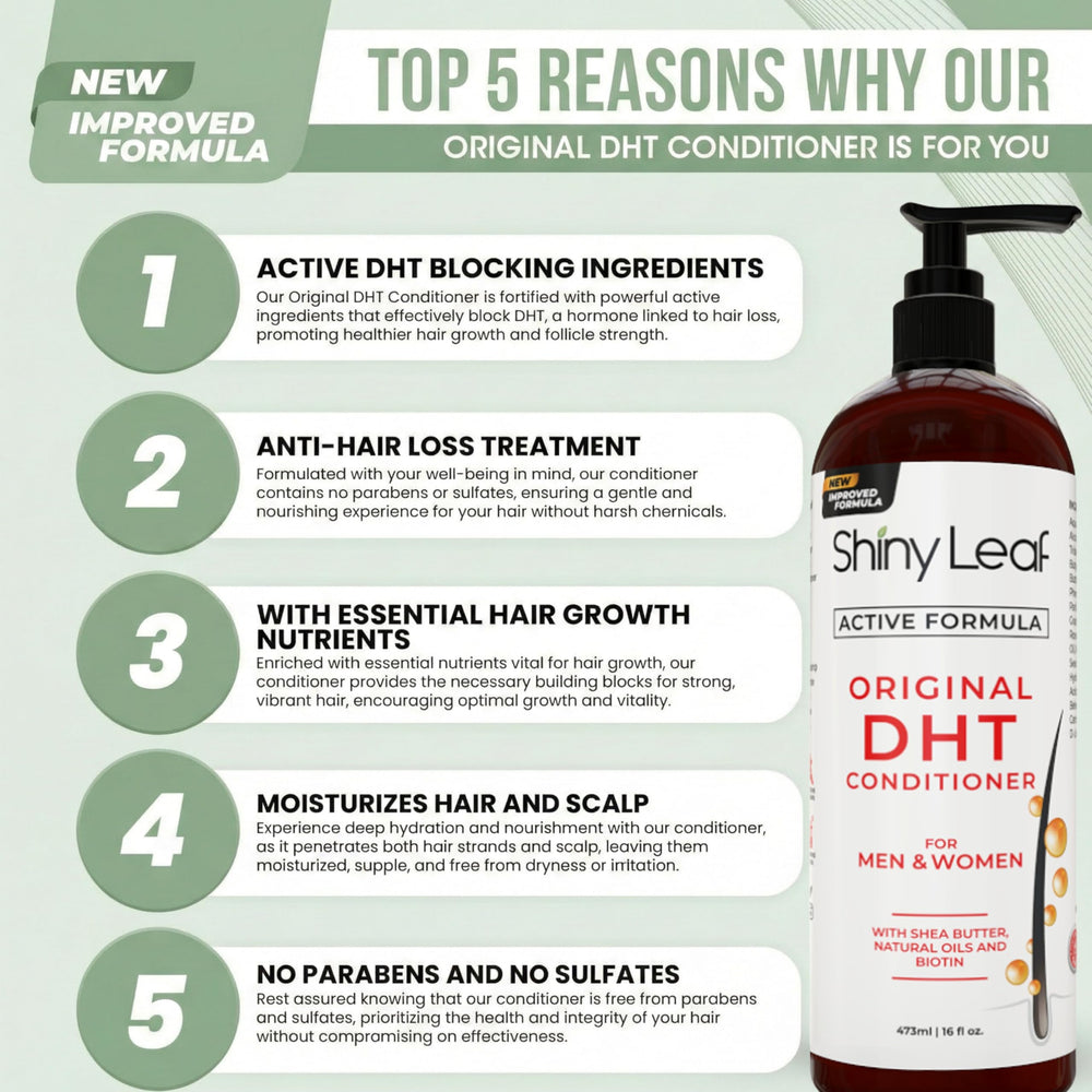 Shiny Leaf back label close-up listing ingredients and benefits