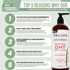 Shiny Leaf back label close-up listing ingredients and benefits
