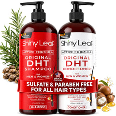 Shiny Leaf front packaging duo showing set benefits and volume