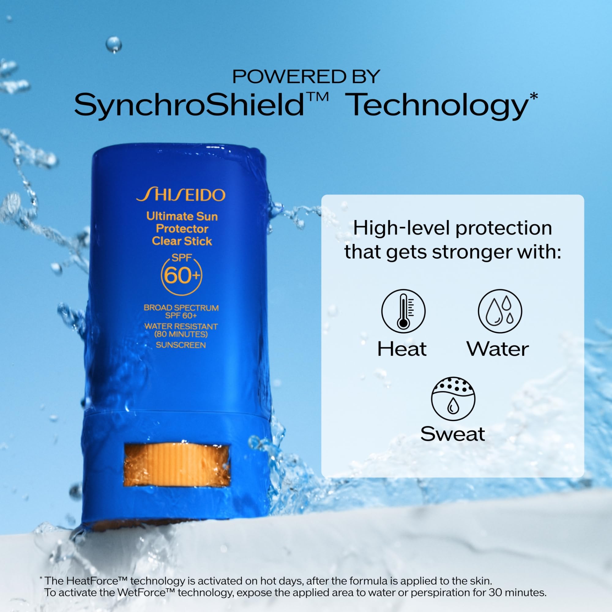 Shiseido clear stick tucked in beach bag for convenient on-the-go hydration