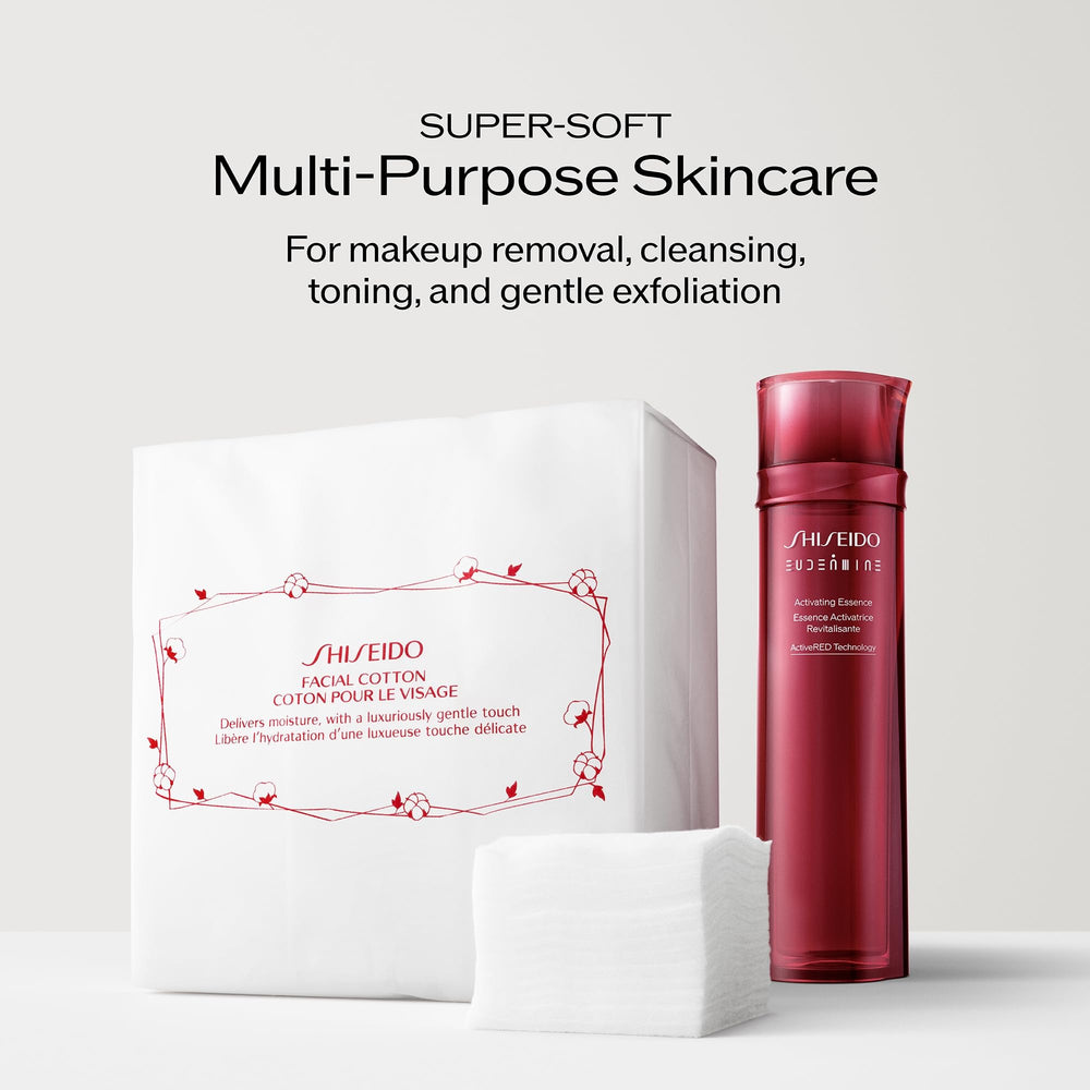 shiseido pad removing eye makeup showing non-fluffing benefit and clean swipe